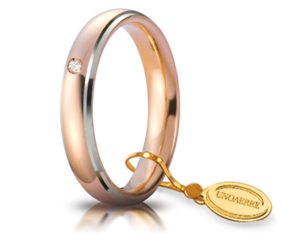 Fede in Oro Rosso e Bianco Comoda Bordi Rodiati