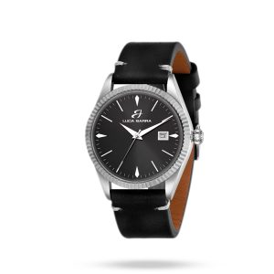 Orologio con cinturino in pelle nera