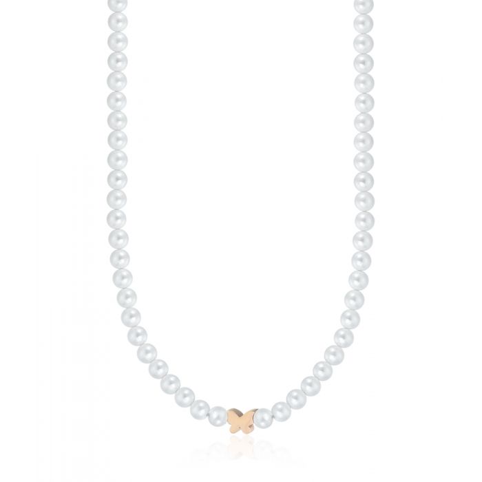 Collana con perle e farfalla