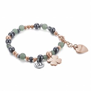Bracciale HAPPY Luck con quadrifoglio e pietre