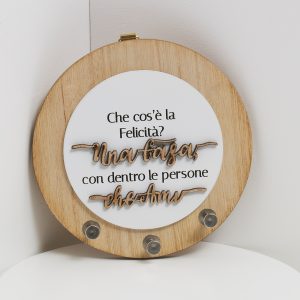Quadro tondo appendichiavi legno
